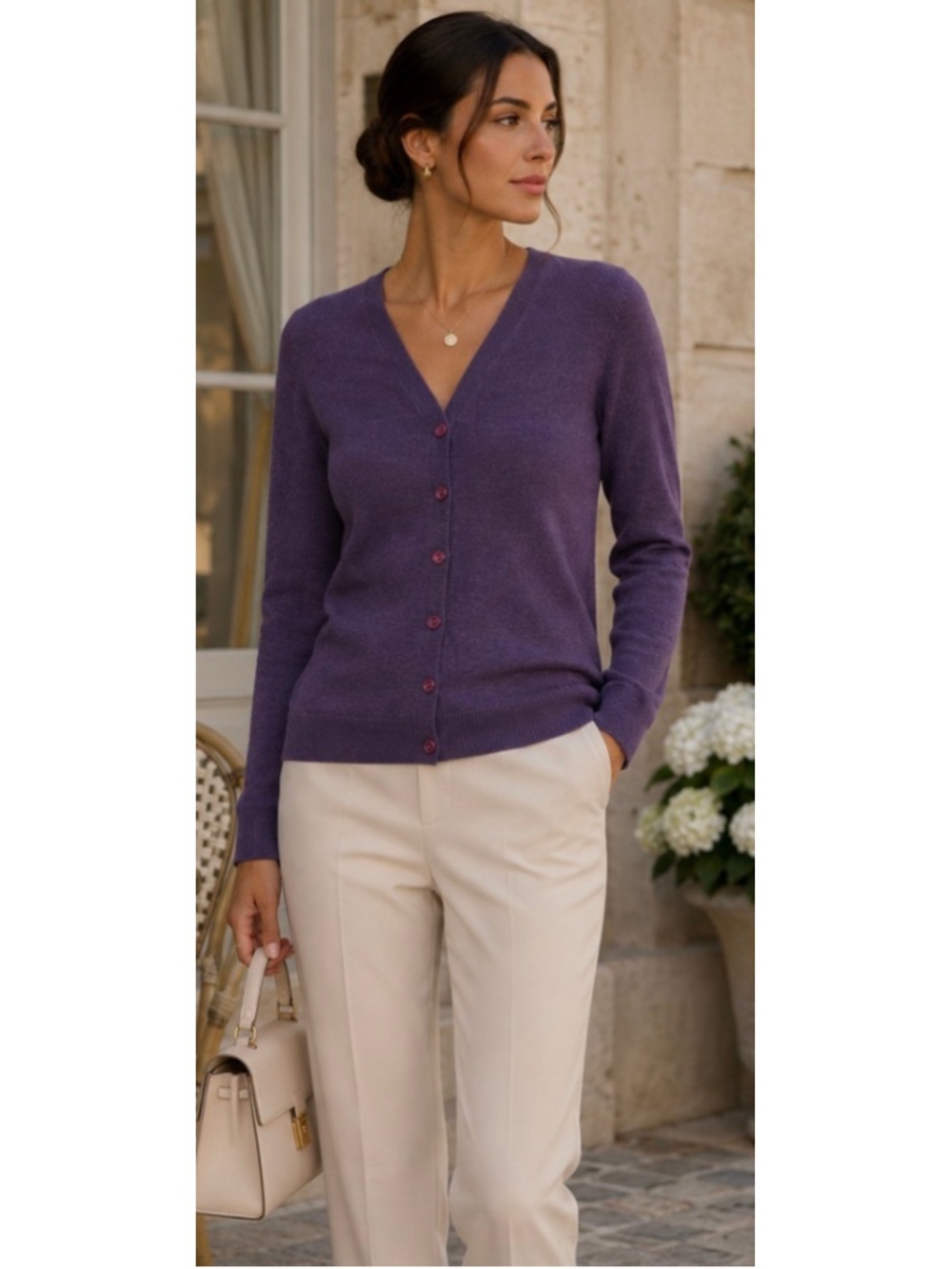 Etro Cashmere Silk Blend Cardigan Purple Size 4/S New!